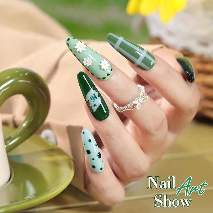 Double Rhythm 6 Pcs 15 ML Gel Polish Set Same Color Same Bottle Soak Off Gel Polish Kit Nail Art Manicure Salon DIY at Home for Women (Dark Mint Frost Sage Green Gray-T6-75)