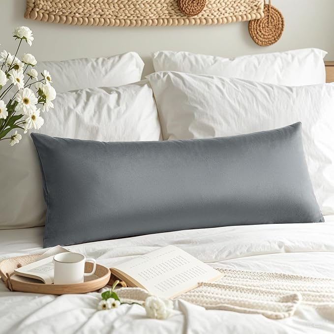 Artscope Luxury Velvet Lumbar Pillow Cover Super Soft Decorative Rectangle Pillowcases Soft Solid Cushion Cases for Couch Sofa Bedroom Car Decor 14x36 Inch Graphite Grey