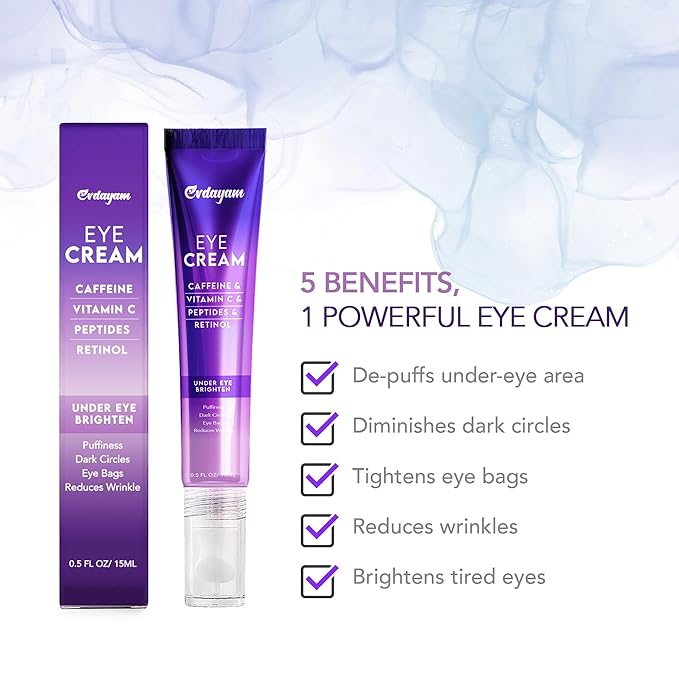 Caffeine Eye Cream- Under Eye Brightener Retinol Eye Cream For Dark Circles Puffiness Wrinkles- puffy eyes treatment for women (15g)