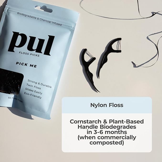 PUL Dental Floss Picks Mint Teeth Flossers for Deep Cleaning - Plant Based Floss Sticks with Shred Resistant Nylon Teeth Floss - Fluoride Free Dental Flossers for Adults and Kids - 200 Count