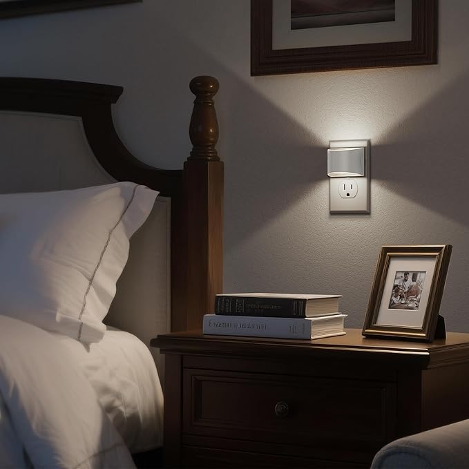 Night Light, Night Lights Plug into Wall, Adjustable, 5000K | 3 Level Brightness Adjustable Night Light, Dusk to Dawn Sensor Nightlights for Adults, Bedroom, Bathroom, Hallway, 4 packs