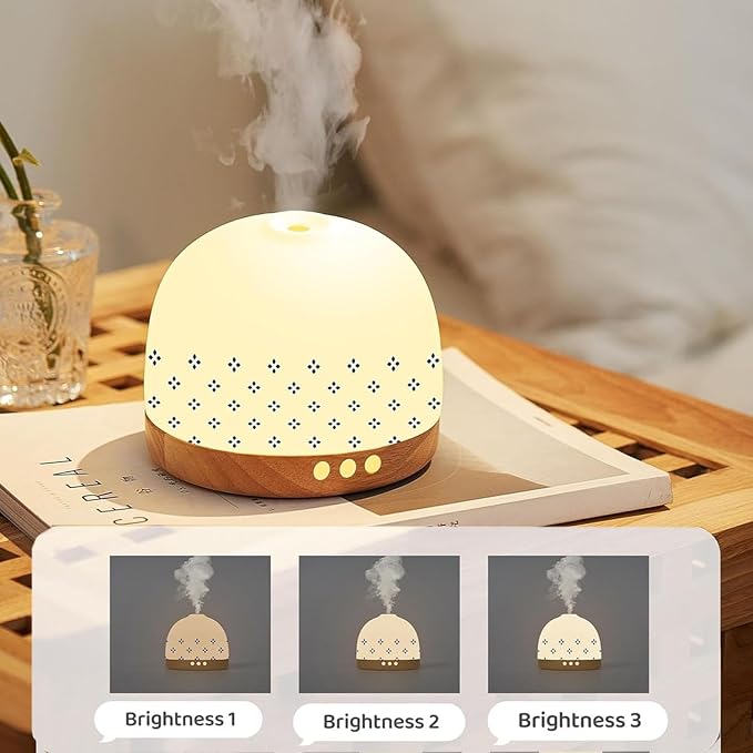 Essential Ceramic Diffuser Round Aroma Luruxy Porcelain Diffuser Luxury 300ml Night Light Captivating Exquisite Blue and White Patterned Elegance Nano Water Mist Humidifier
