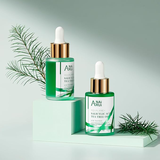 ANAI RUI Acne Face Oil,Tea Tree Oil with Salicylic Acid,Acne Prone Skin Oil,Soothe Acne,Redness Relief, Tea Tree Oil for Face,Back, Clarifying & Purifying 1Fl.OZ