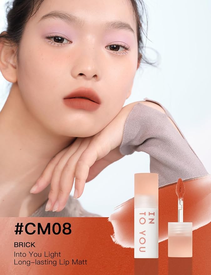 INTO YOU Matte Lipstick, Super Stay Long Lasting Waterproof, Lip Stain Soft Clay Mousse, Dual-Use For Lips And Cheek, Pink Lipstick (CM08)