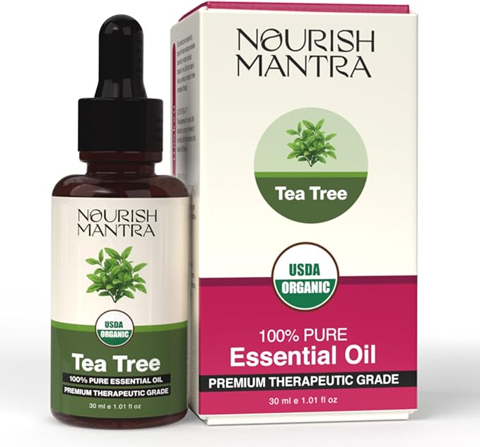 Nourish Mantra Organic Tea Tree Essential Oil for Massage, Aromatherapy & Skin|100% Pure, USDA Certified Organic Tea Tree Essential Oil | Perfect for Diffuser, Home & Car