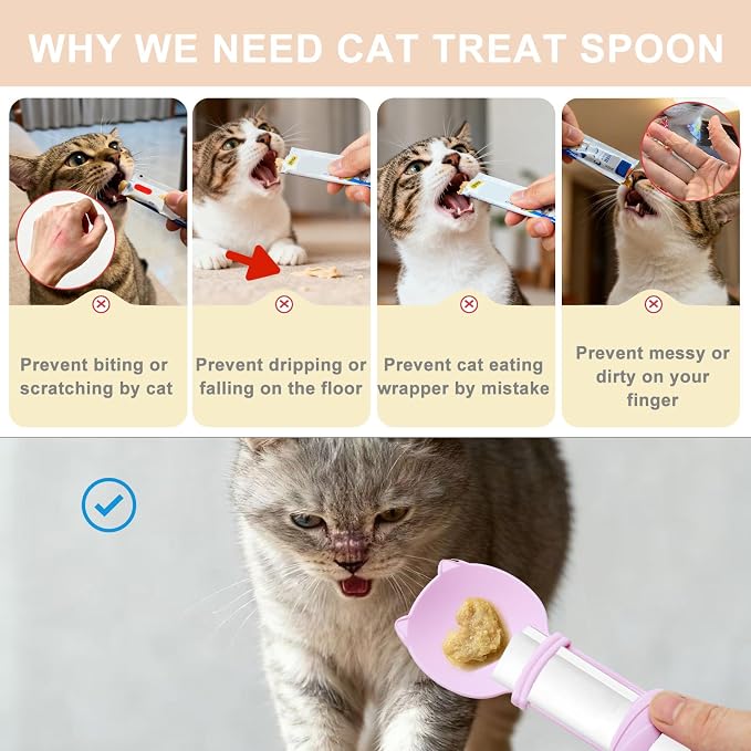 3PCS Cat Strip Feeder, Cats Stripe Squeeze Spoon, Multifunctional Lickable Treat Feeding Dispenser for Cat Liquid Snack and Wet Food
