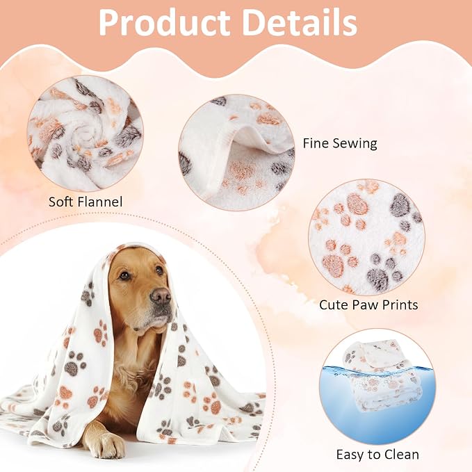 Dog Blankets for Medium Dogs, Cat, Premium Soft Dog Blankets for Small Dog | Washable, Puppy Blanket Dogs Essentials for Puppies (1, White, 41" x 30")