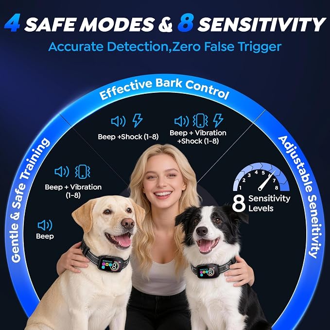 Dog Bark Collar for Large Medium Small Dogs,Smart Anti Barking