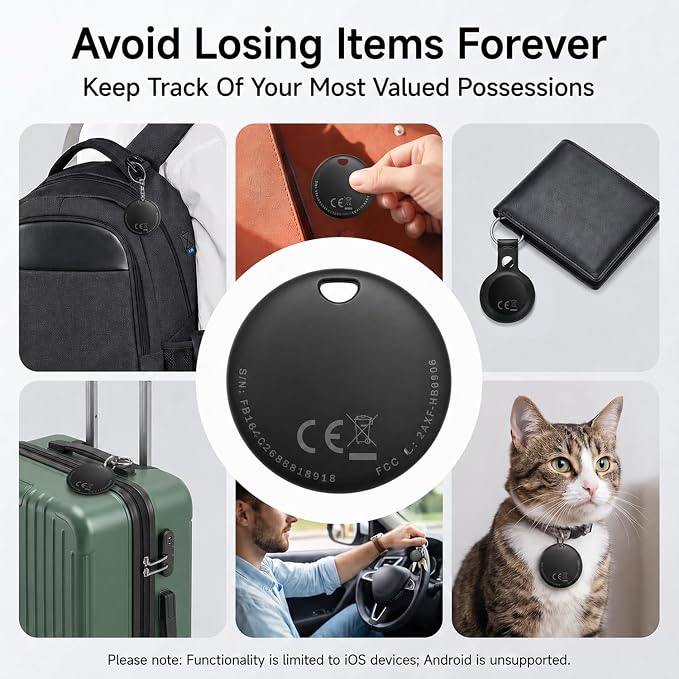 Air Tracker Tags 4 Pack with 4 Cases, Item Finder for Apple Find My (iOS Only)