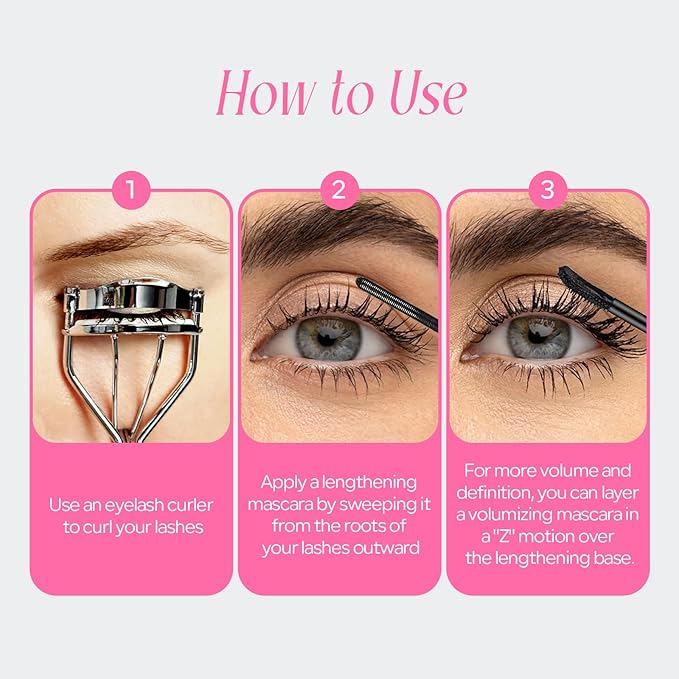 KYDA 2 Pcs Double Ended Metal Mascara, Volumizing Lengthening Clump-Free Black Mascara, Waterproof Formula for Dramatic Lashes, Curling, Washable Eyelash Makeup