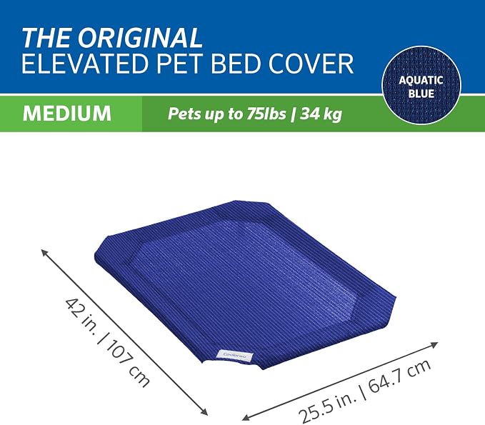 The Original Coolaroo Elevated Pet Bed Replacement Cover, Medium, Aquatic Blue