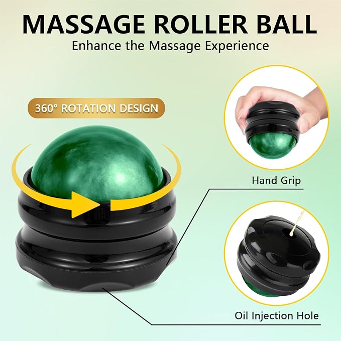 Pjordo Sore Muscle Massage Oil for Massage Therapy, with Massage Roller Ball & Thumb Saver Massager, Body Massage Oil for Muscle Relaxing, Soothes Joints & Muscles with Arnica, Lavender Oil(8 Fl Oz)