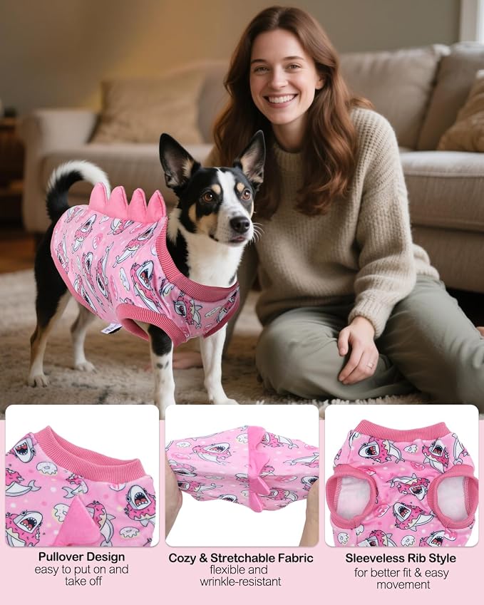 CuteBone Dinosaur Costume Dog Shirt, Stretchy Velvet T-Shirt Clothes for Small Dogs, Soft & Breathable Pet Tee Outfit Cat Apparel for Daily Wear, Cozy Pullover Design Puppy Fashion COSBX05XS