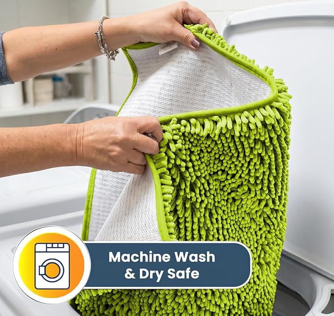 Muddy Mat® | Super Water Absorbent Door Mat Indoor, Microfiber Quick Dry Chenille Entryway Rug,Slip Resistant Front Door Mat,Indoor Mats for Entryway,Machine Washable Pet Rug, Spring Green 24" x 96"