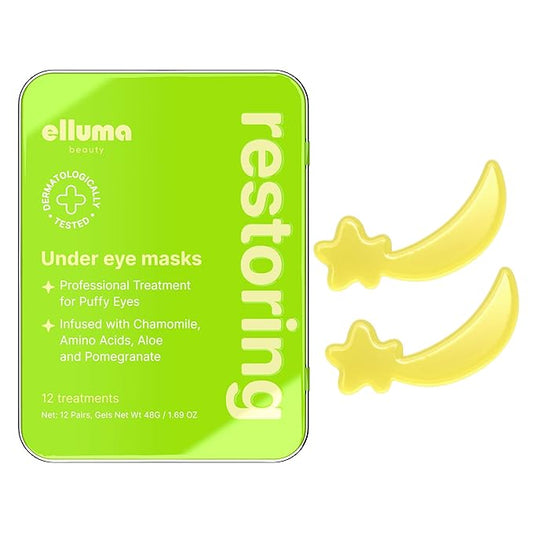 Under Eye Patches 12 Pairs of Themed Hydrogel Eye Gel Pads - For Puffy Eyes and Dark Circles, Under Eye Bags, Wrinkles - Restoring Set with Chamomile
