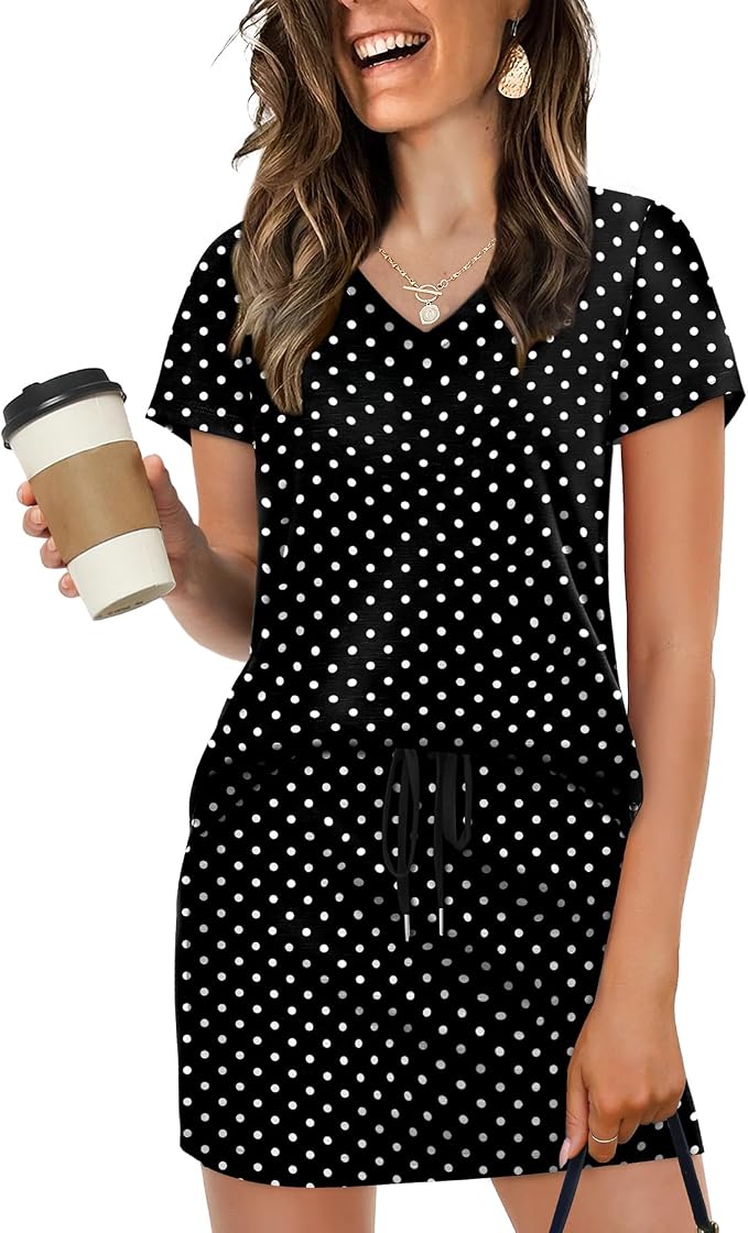 NIASHOT Two Piece Skirt Sets for Women Summer Vacation Travel Outfits Tennis Golf Skorts Versatile Lounge Sets