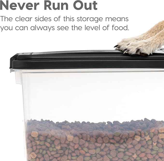 IRIS USA Airtight Pet Food Storage Rolling Container, 30 lb Capacity, Black