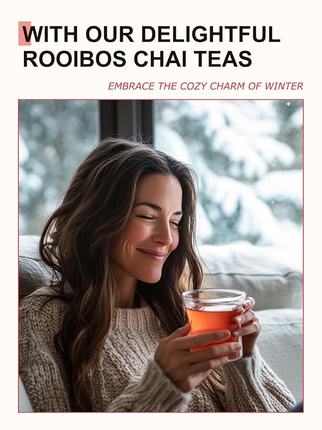 TeeLux Rooibos Chai Tea, Rooibos Tea with Cinnamon, Ginger, Clove & Cardamom, Smooth & Spicy & Sweet Flavor, Caffeine-Free, 100 Count