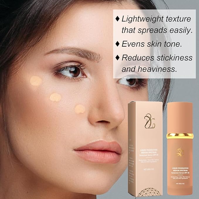 2 Pcs 4-in-1 Color Changing Foundation,Foundation for Mature Skin,Waterproof and Sunproof, Long-Lasting & Hydrating Concealer for Flawless Skin-All Skin Types