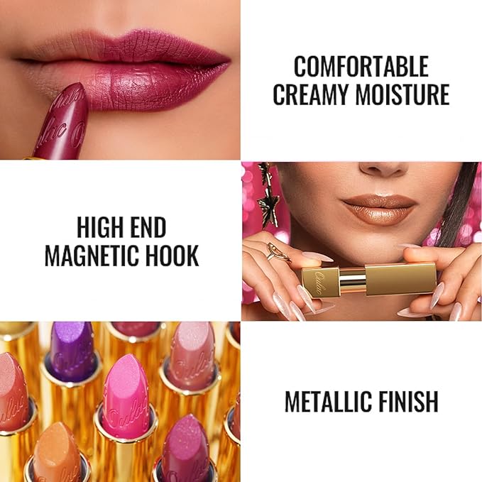 Oulac Red Lipstick & Lipliner Set High Impact Lipcolor with Moisturizing Formula, Vegan Beauty, Full-Coverage Lip Color, Gift Lipstick for Women, 07+12+D03
