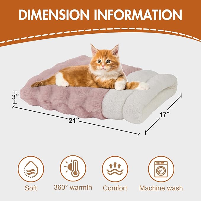 3 in 1 Semi-Enclosed Self Warming Burrow Cat Bed Sleeping Cave | Keep Warming, Machine Washable, Easy to Clean, Soft & Comfortable, Pet Beds fo Cats & Dogs, Cozy Privacy Nook