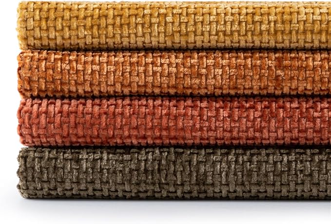 MIULEE Decorative Chenille Fall Pillow Covers Orange Brown 20x20 Pack of 4 | Rustic Decor, Autumn Harvest Orange Collection, Couch Throw Pillows, Farmhouse Boho Cushion Covers for Sofa Bed Living Room