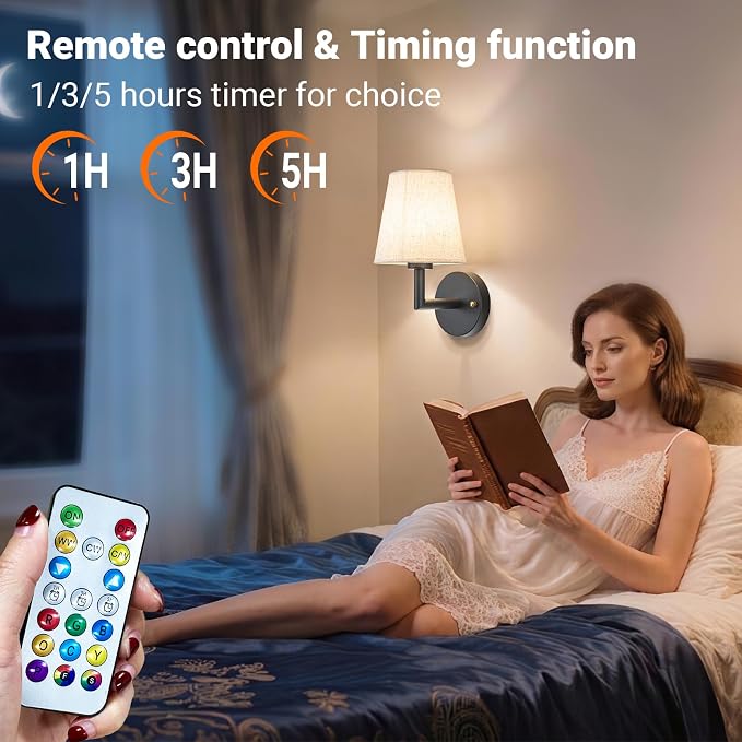 YHCDLAMP Peel and Stick Wall Sconces, No Drilling Stick On Wall Sconce, Wireless Battery Operated Wall Lights, Adhesive Wall Lamp with 10000mAh Battery Bulb for Bedroom Living Room Decor