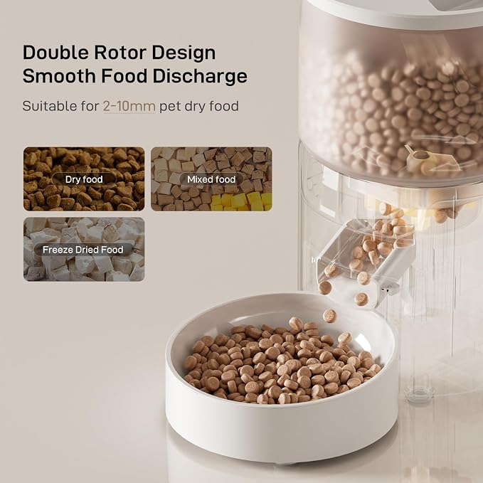 IMIPAW PET Automatic Cat Feeder: 3L Auto Food Dispenser with Timed Feeding| 6 Meal Programmable& 1-20 Portion Precise Control- Easy to Clean & Setup for Cat Indoor| Desiccant Bag Keep Food Fresh