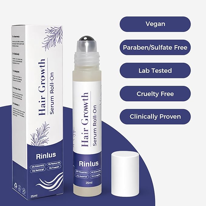 Hair Growth Serum Roll On,3% Rosemary, 6% Batana oil,3% Redensyl & 2% Anagain| No-Rinse, Fast-Absorbing | For Thinning Hair & All Hair Men & Women (1 Pcs)