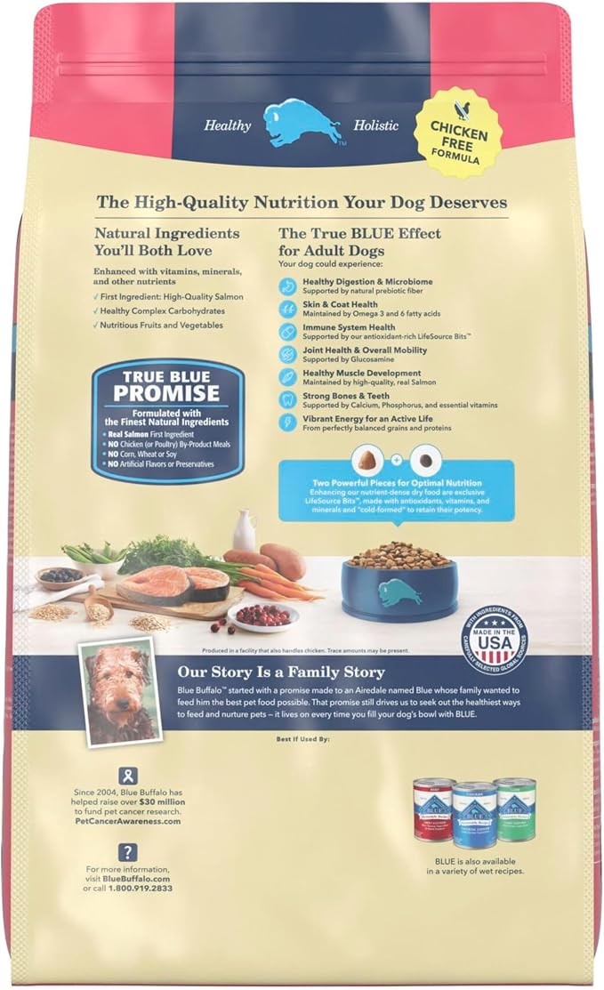 Blue Buffalo Life Protection Formula Salmon Adult Dry Dog Food, 15 lb | Real Salmon #1 Ingredient, Chicken-Free Recipe, Antioxidant-Rich LifeSource Bits, Promotes Healthy Muscle Development