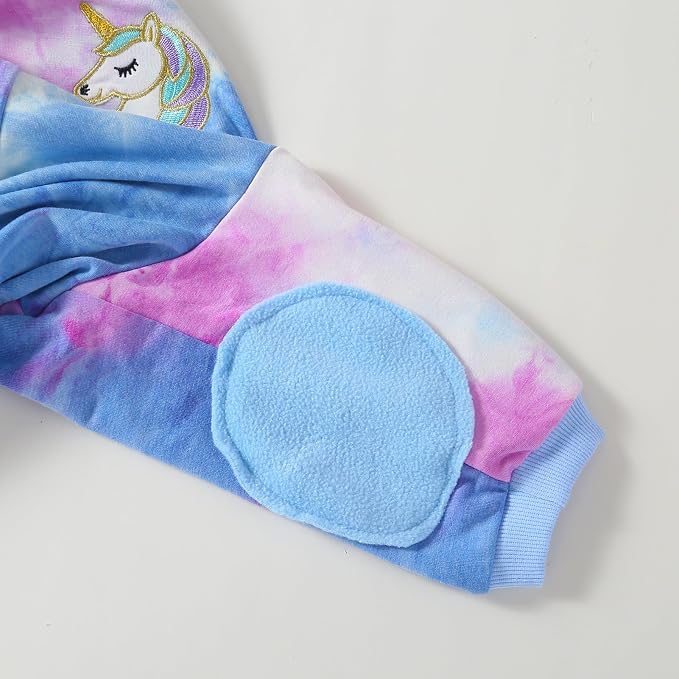 Dog Cotton Tie dye Hoodie Blue Pullover Sweatshirts Soft and Stretch Pets Clothes Hooded for Large Dogs(Blue XL)