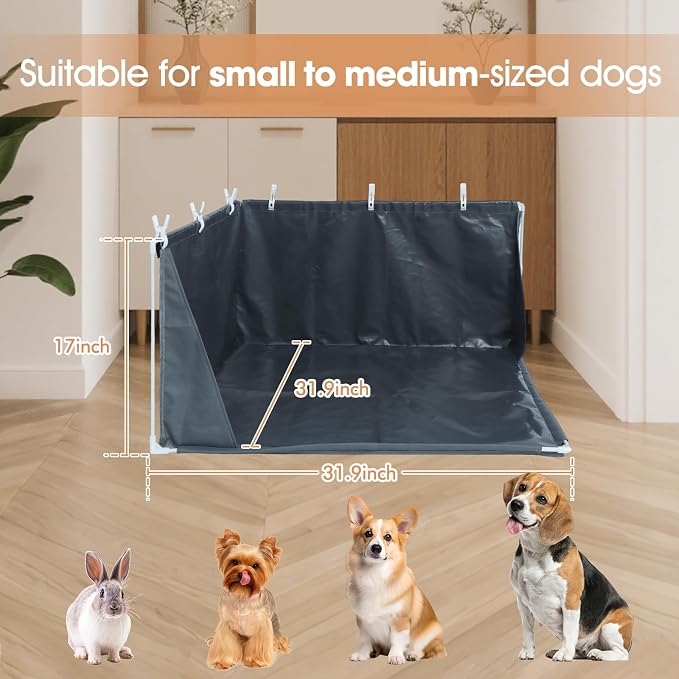 Dog Pee Pad Holder with High Walls with Pee Pads Clips | Waterproof Pee Pad Holder Foldable, Indoor Dog Potty Tray for Puppy & Large Dogs, Splash-Proof No Spill Pee Shield for Pets