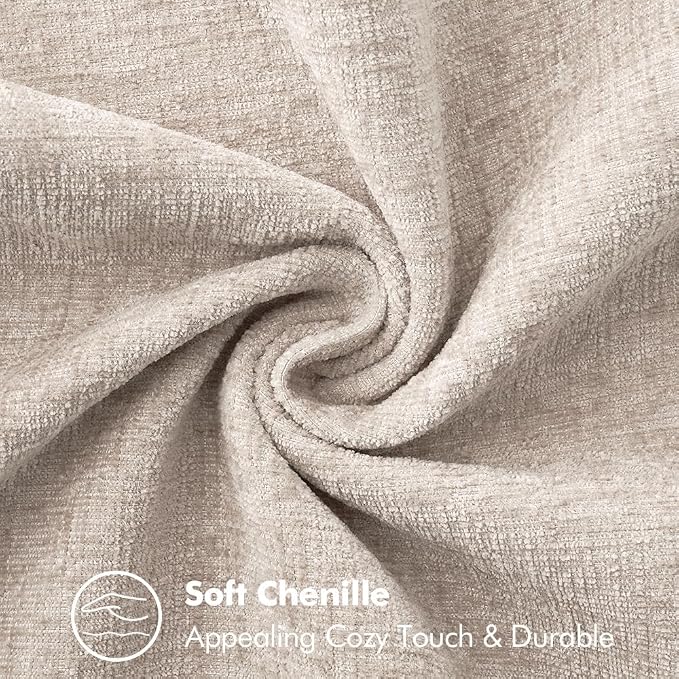MIULEE Decorative Couch Throw Pillow Covers 20x20 Inch Taupe 2 Pack | Farmhouse Pillow Covers with Stitched Edge, Soft Chenille Cushion Cases, for Sofa Bed Living Room Home Decor