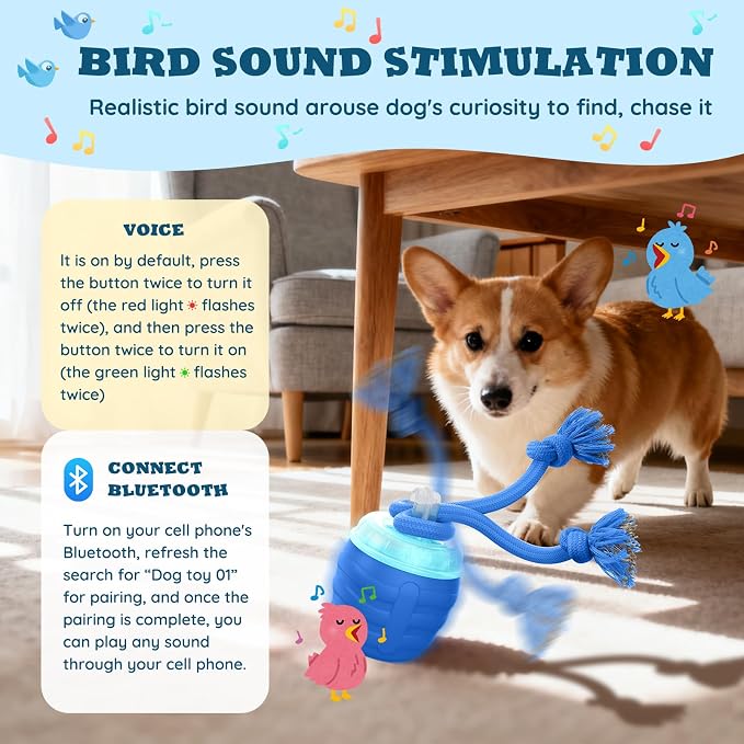 Interactive Dog Toys Ball, Motion Activated Dog Toy for Medium/Large Dogs, Wicked Balls for Boredom, Dogs Toy to Keep Them Busy(Blue)