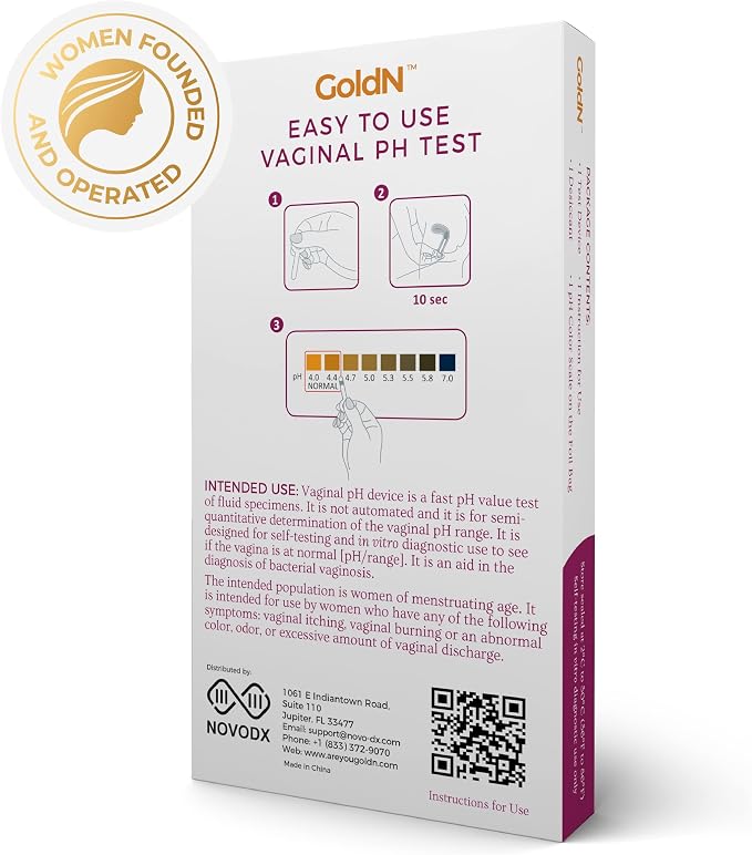 GoldN™ Vaginal pH Test for Women – Easy-to-Use Self-Testing Kit | Accurate Results in 60 Seconds | Detects Imbalance & Maintains Intimate Health | Hygienic, FDA-Registered, Discreet Packaging | 1 Test