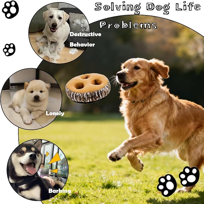 Hide and Seek Dog Toys, Multi-Purpose Interactive Squeaky Toys with Detachable Non-Slip Base, Treat Dispensing & Flying Disc Fetch, Enrichment Toys for Small Medium Large Dogs