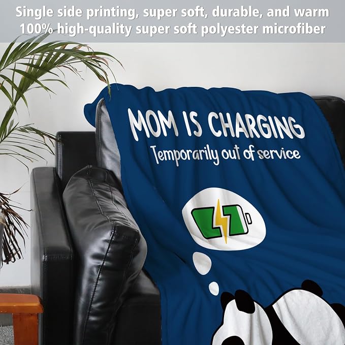 Craftique Mom Birthday Gifts, Funny Gifts for Mom- Mom's Charging Blanket | Mom Gifts for Women from Daughter Son Husband, Super Soft Blanket Throw for Napping Travel, 60”×50”