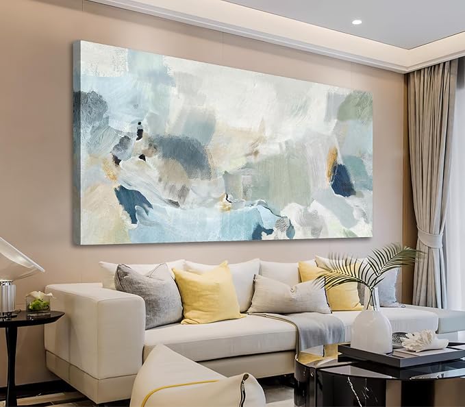 Abstract Canvas Wall Art Contemporary Teal Abstract Pictures Painting Modern Bluish Green Canvas Prints Turquoise Artwork Wall Decor for Living Room Bedroom Home Office Wall Decoration 20x40in
