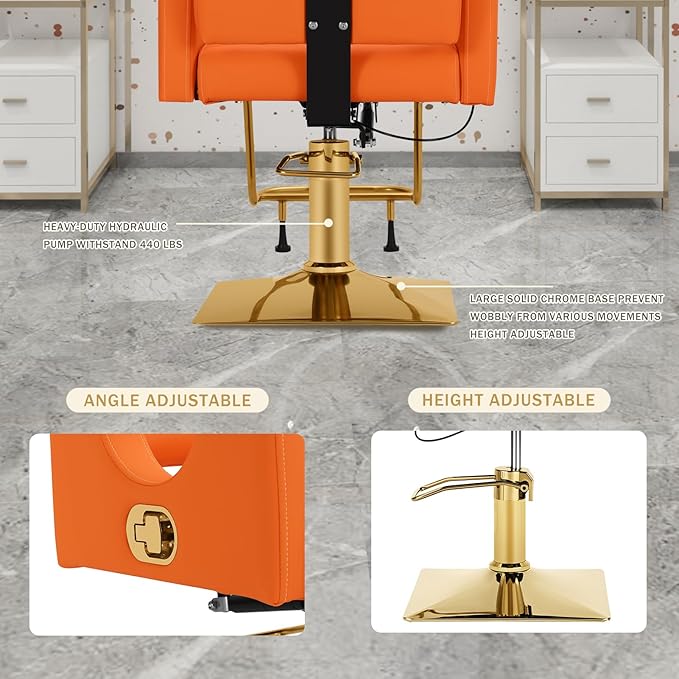 Heavy Duty Barber Chair, 360° Swivel Reclining Salon Chair for Hair Stylist, Height Adjustable Hydraulic Hairdressing Chair with Footrest for Barber Shop, Beauty Salon, Hairdressers