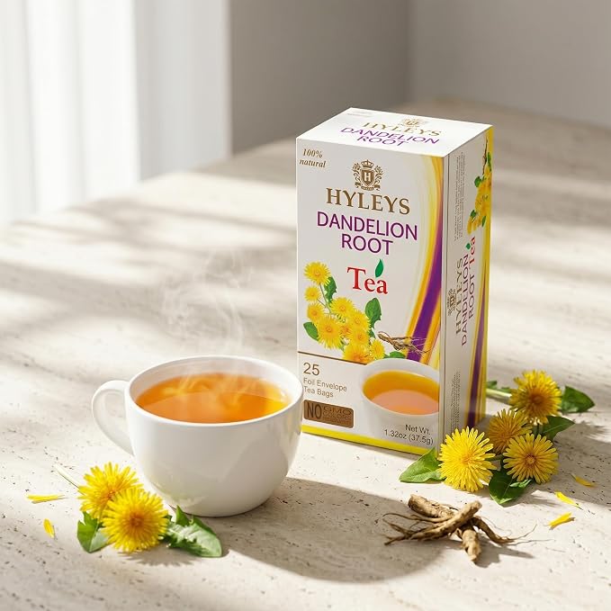 Hyleys Dandelion Root & Green Tea with Milk Thistle and Licorice Root - Herbal Detox Blend - 25 Tea Bags