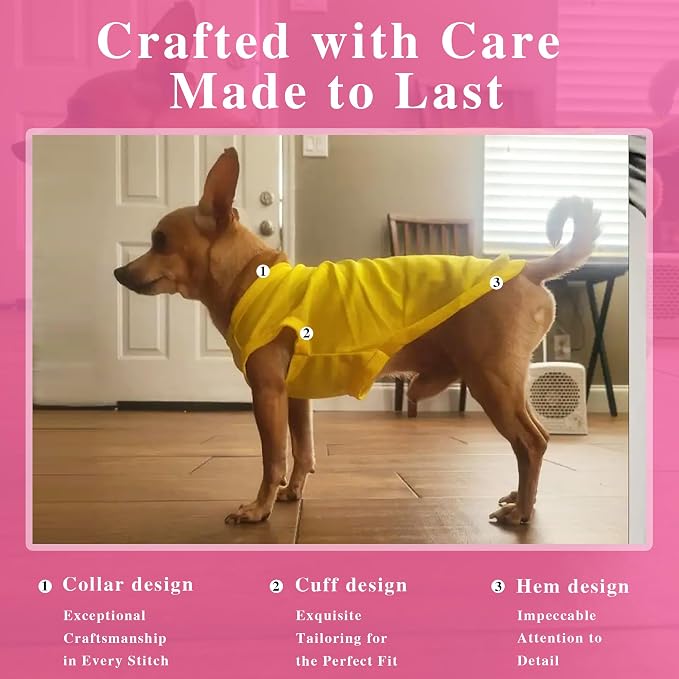 2 Pack Solid Color Dog Shirts - Lightweight, Quick Dry, Breathable Pet T-Shirts for Small to Large Dogs - Stretchy, Durable, Ideal for All Seasons and Holidays.Rose red&Yellow M