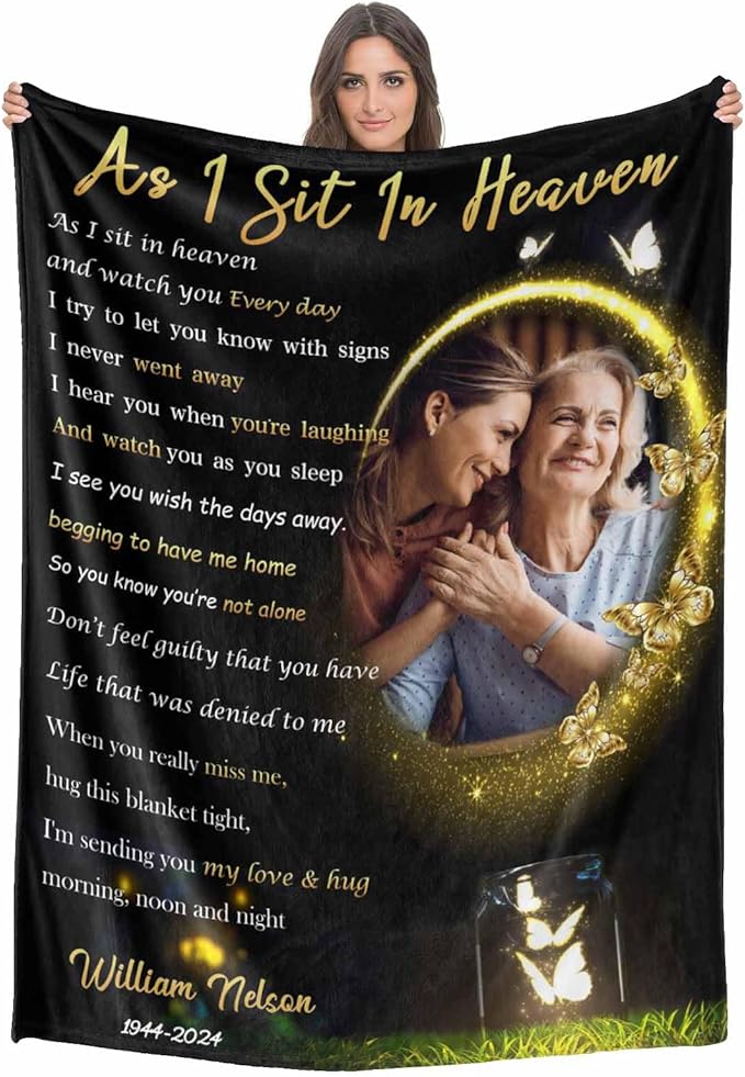 Custom Memorial Blanket with Photo - Sympathy Gift for Loss of Loved One