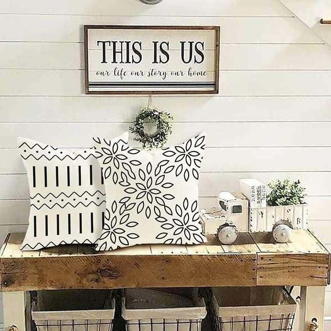 YCOLL Pillow Covers 20x20 Set of 4, Modern Sofa Throw Pillow Cover, Decorative Outdoor Linen Fabric Pillow Case for Couch Bed Car, Cream