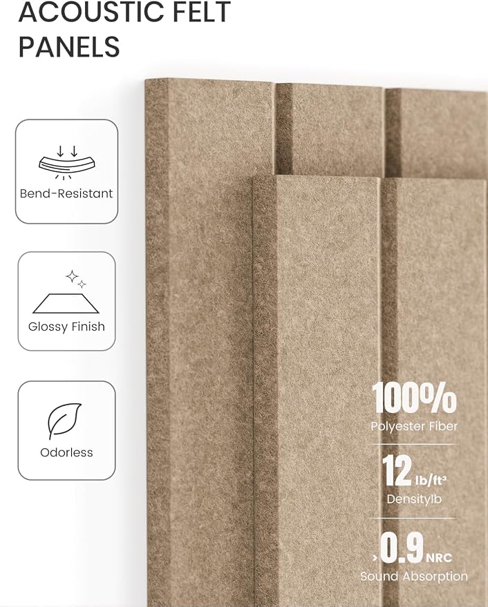 Fluxynara 36" x 24" Large Felt Bulletin Board, Taupe | 6 Pack Cork Board Alternative with 30 Safe Adhesive Tabs, Pin Boards for Wall Decor, Home, Office, Classroom,Dorm