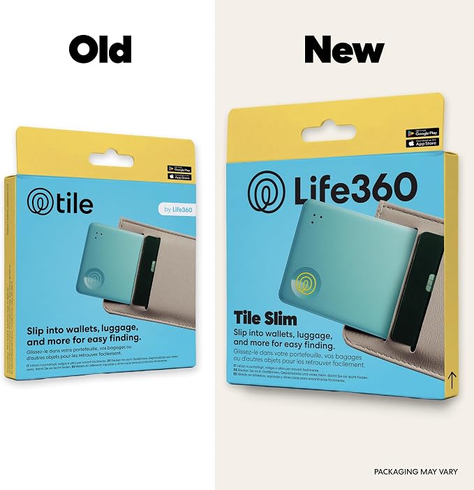 Life360 Tile Slim - Wallet Finder, Bluetooth Tracker and Item Locator for Luggage Tags, Passports and More. Both iOS and Android Compatible. Phone Finder. 1-Pack (Aqua Lemon)