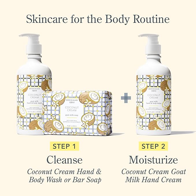 Beekman 1802 Goat Milk Lotion – Body Lotion & Hand Lotion for Dry Skin, Lightweight Non-Greasy Formula with Shea Butter & Jojoba Oil, Cruelty Free, Lotion Pump – Coconut Cream