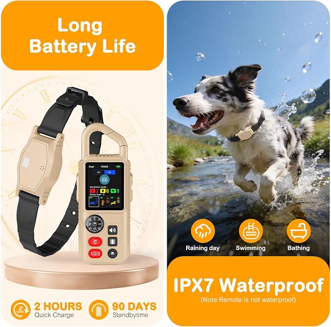 4-in-1 Wireless Dog Fence System for Medium Large Dogs, Remote Training