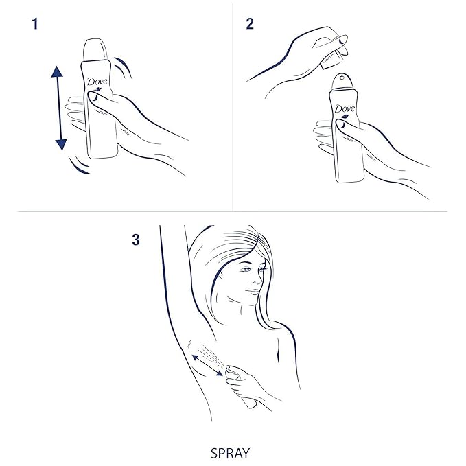 Dove Antiperspirant Dry Spray - Invisible - Clear Finish - 3.8 OZ (107 g) Per Can - Pack of 3 Cans