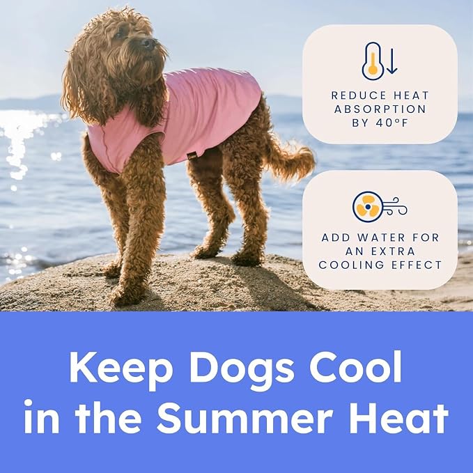 Goldpaw Dog Sun Shirt with UV Protection - Lightweight, Cooling Sun Protection Clothing for Dogs - Reduce Heat Absorption - Pet Clothes Made in the USA - Machine Washable - Size 22 - Pink Lemonade