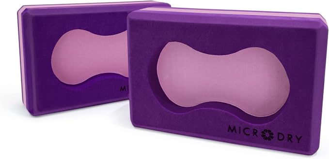 MicroDry Sure Grip Yoga Block Set of 2 - Purple/Pink